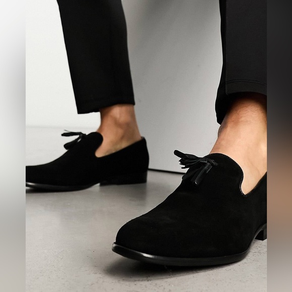 French Connection Mens leather Tassel loafers in black UK size 9- US size 10 - Picture 2 of 10